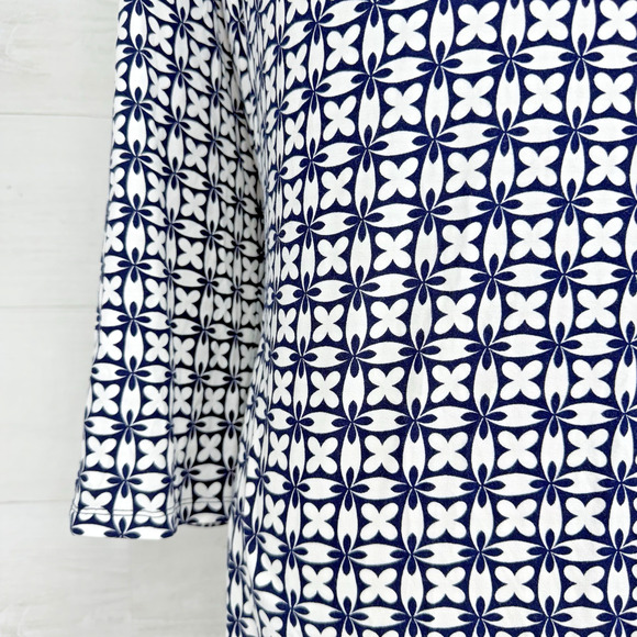 Boden Jersey Tunic Dress Size 20 / 22 Tall Navy Geometric Print Tie Waist V Neck - Picture 4 of 13
